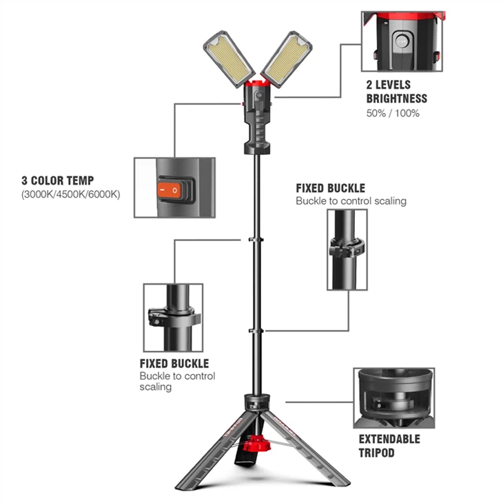 21000 Lumens Work Lights With Stand, 3 Adjustable Head LED Work Light price
