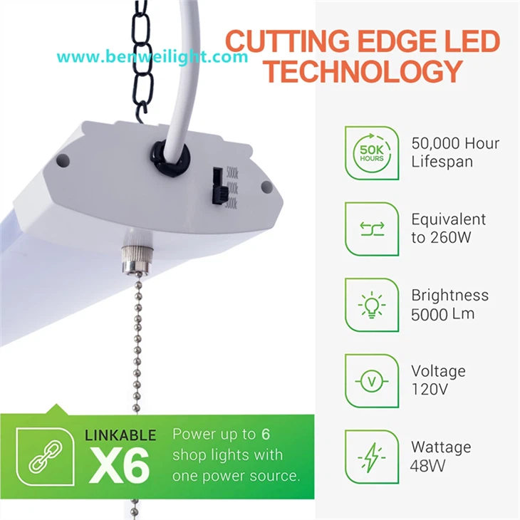 48W 4FT LED Shop Light, Triple CCT Pull Chain suppliers