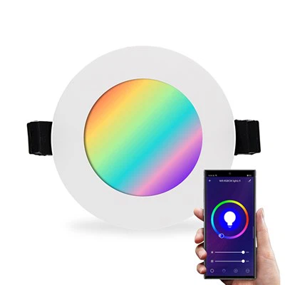 Panneau lumineux LED rond RVB à intensité variable multicolore intelligent 24 W