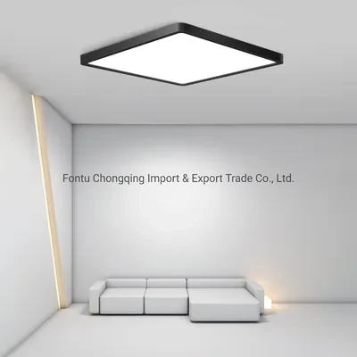 Plafonnier LED carré 24W à montage encastré, plafonnier LED blanc neutre noir 4000K, anneau de plafonnier LED