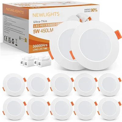 Downlights encastrés LED à intensité variable - 3Panneaux minces W-24 W (2,5"/4")
