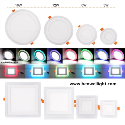 Downlight à panneau encastré à LED bicolore-blanc/RVB : spot de plafond