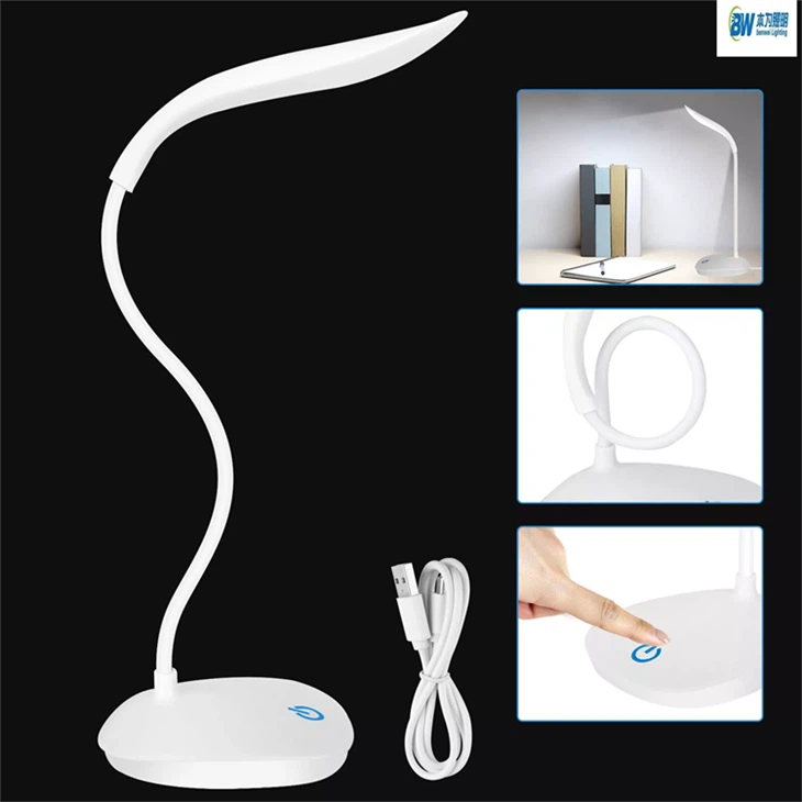 Lampe de bureau LED rechargeable par USB à intensité variable tactile
